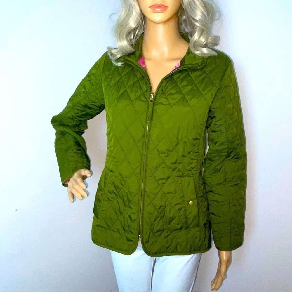 Lands' End Quilted Zip-Up Jacket – Green – Size Medium